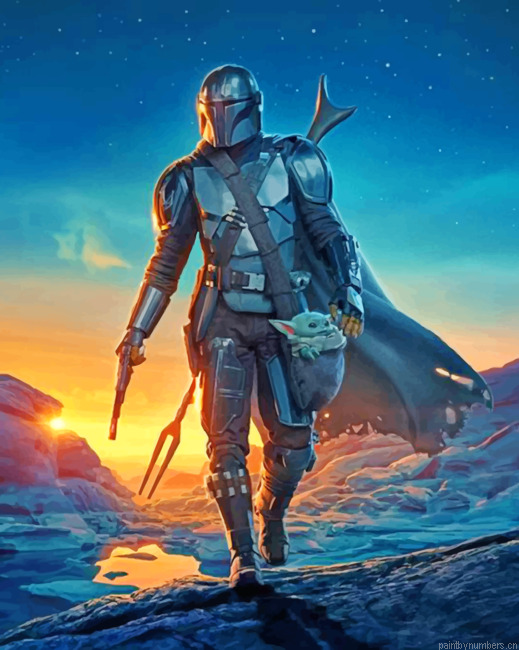 Aesthetic Mandalorian And Baby Yoda Painting By Numberss.png