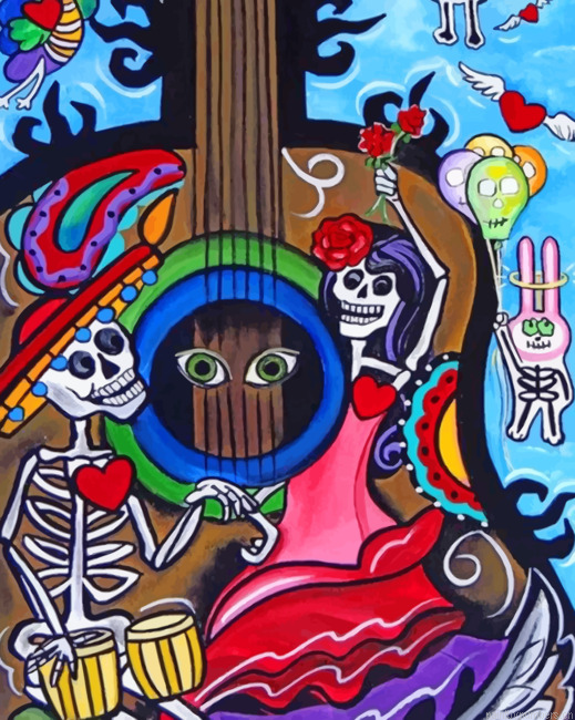 Aesthetic Mexican Guitar Painting By Numbers.png