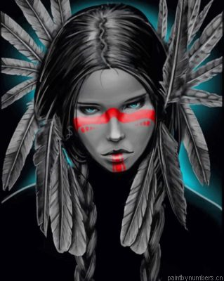 Aesthetic Native American Girl Painting By Numberss.png