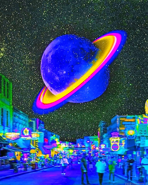 Aesthetic Neon Planet Space Painting By Numbers.png