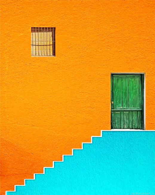 Aesthetic Orange Blue Wall Painting By Numberss.png