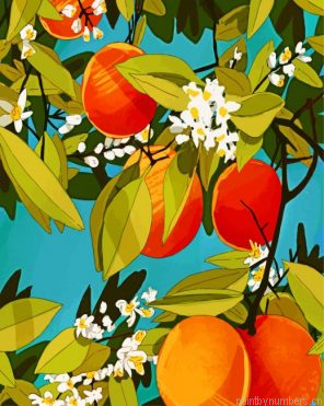 Aesthetic Orange Tree Painting By Numbers.png
