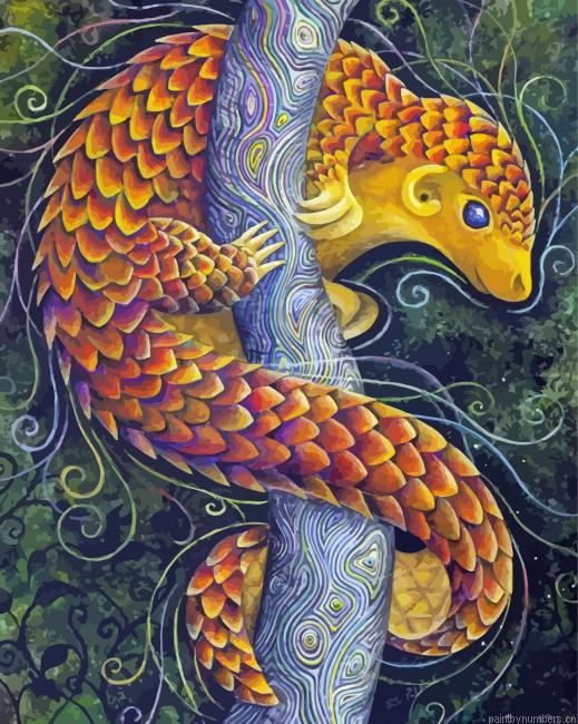 Aesthetic Pangolin Painting By Numberss.png