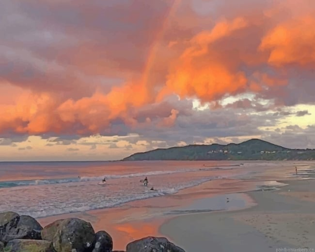 Aesthetic Pink Sunset Seascapes Painting By Numberss.png