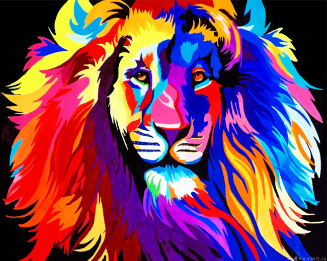 Aesthetic Rainbow Lion Painting By Numberss.png