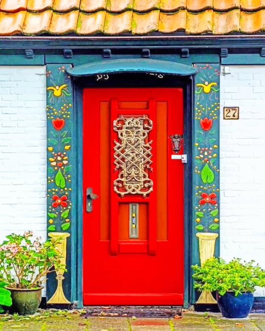 Aesthetic Red Door Painting By Numbers.png