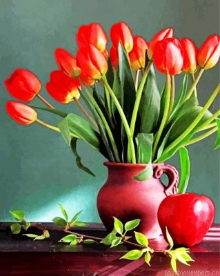 Aesthetic Red Tulips Painting By Numbers.png