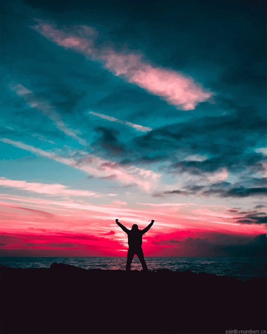 Aesthetic Sky Man Silhouette Painting By Numberss.png
