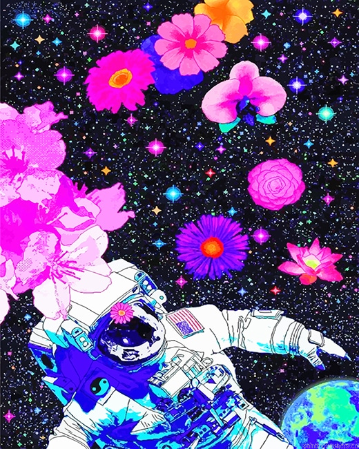 Aesthetic Space Man Astronauts Painting By Numbers.png