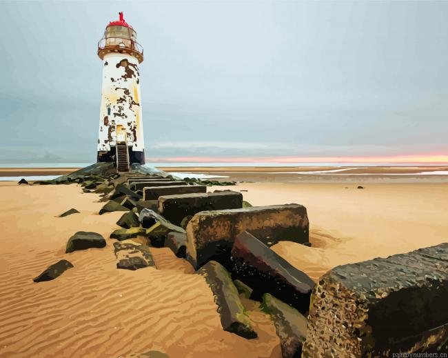 Aesthetic Talacre Beach Lighthouse Painting By Numberss.png