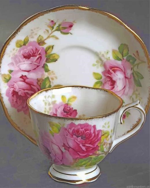 Aesthetic Tea Set Painting By Numberss.png