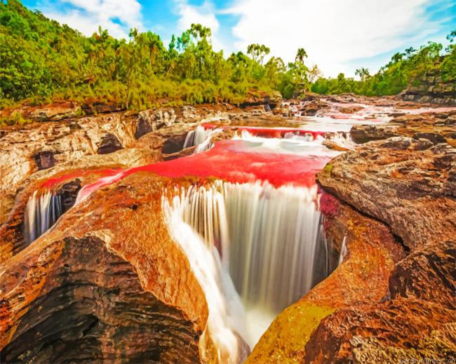 Aesthetic Waterfall In Colombia Painting By Numberss.png