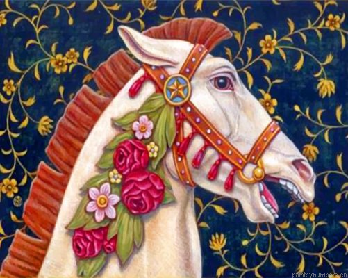 Aesthetic White Horse Painting By Numbers.png