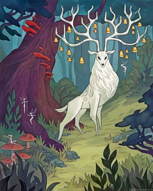 Aesthetic White Stag Painting By Numberss.png