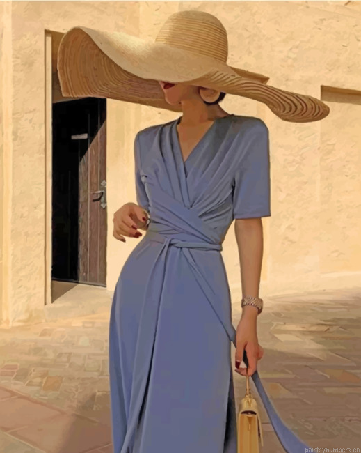 Aesthetic Woman Wearing A Big Sunhat Painting By Numbers.png