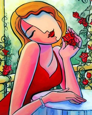 Aesthetic Woman Wearing Red Painting By Numbers.png