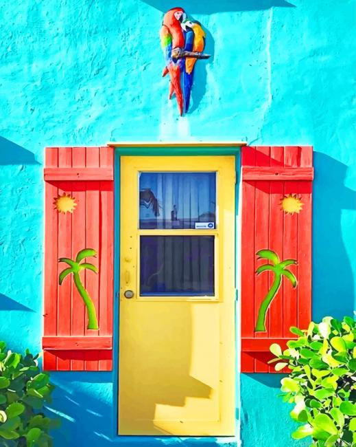 Aesthetic Yellow Door Painting By Numberss.png