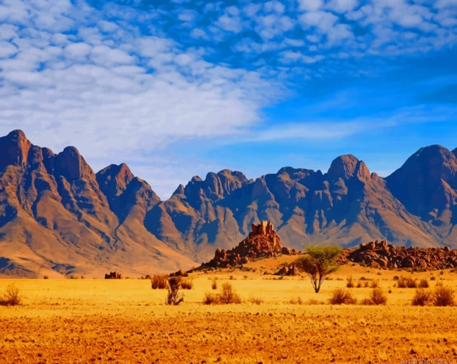 Africa Tanzanian Mountains Landscapes Painting By Numberss.png