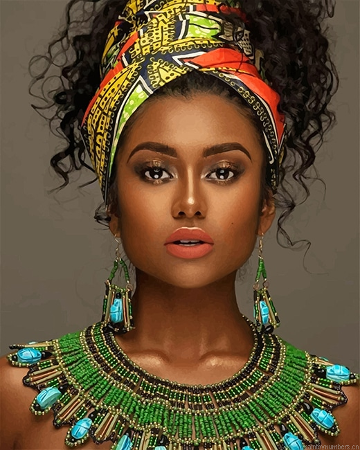 African Beautiful Woman Painting By Numbers.png