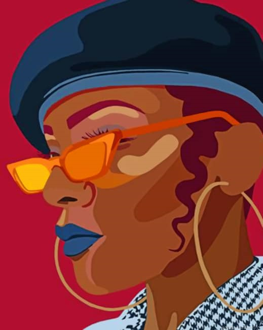 African Girl With Glasses Illustrations Painting By Numberss.png