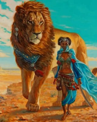 African Woman And Lion New Painting By Numberss.png