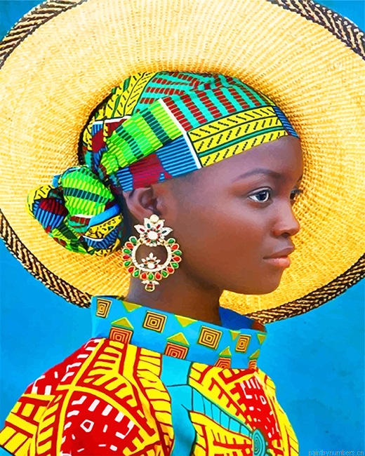 African Woman Colorful Dress Painting By Numberss.png