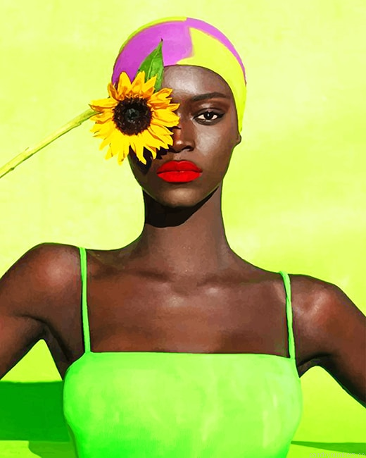 African Women Sunflower Eye Painting By Numbers.png