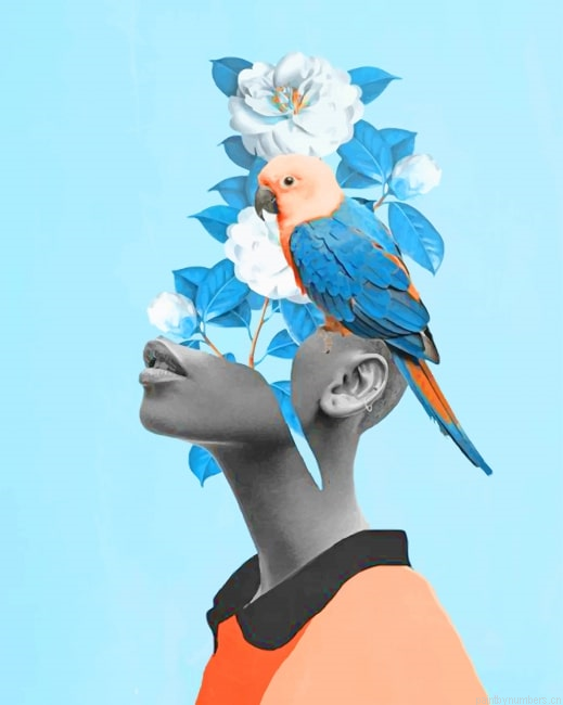 Afro Girl Parrot Art Painting By Numbers.png