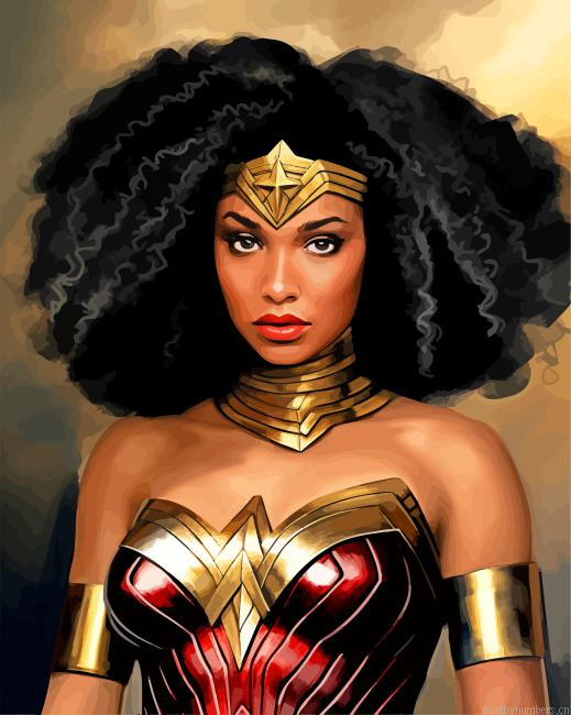 Afro Wonder Woman Painting By Numberss.png