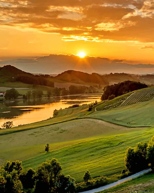 Afternoon Sunset Nature Landscapes Painting By Numberss.png