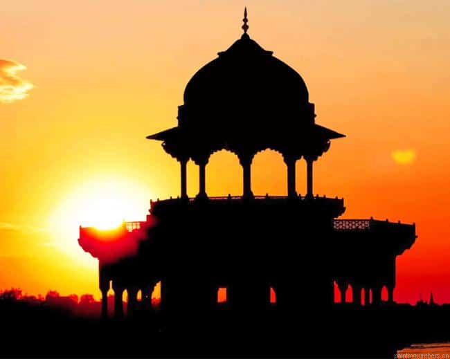 Agra Tower Sunset Silhouette Painting By Numbers.png