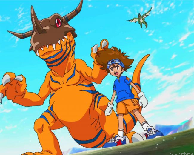 Agumon And Tai Kamiya Painting By Numbers.png