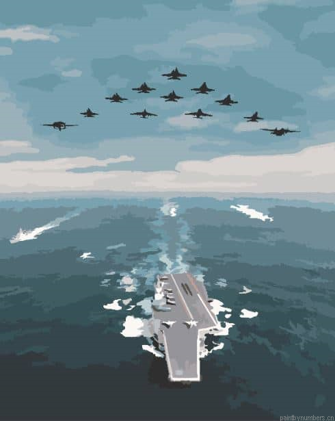 Aircraft Carriers On Ocean Seascape Painting By Numberss.png
