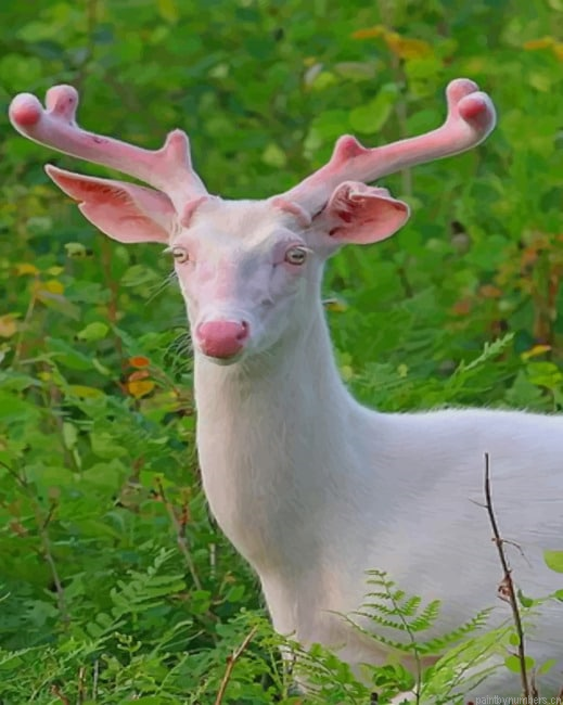 Albino Deer Animals Painting By Numberss.png