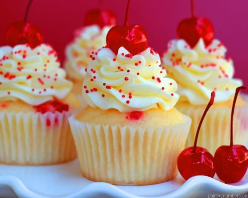 Almond Cherry Cup Cakes Painting By Numbers.png
