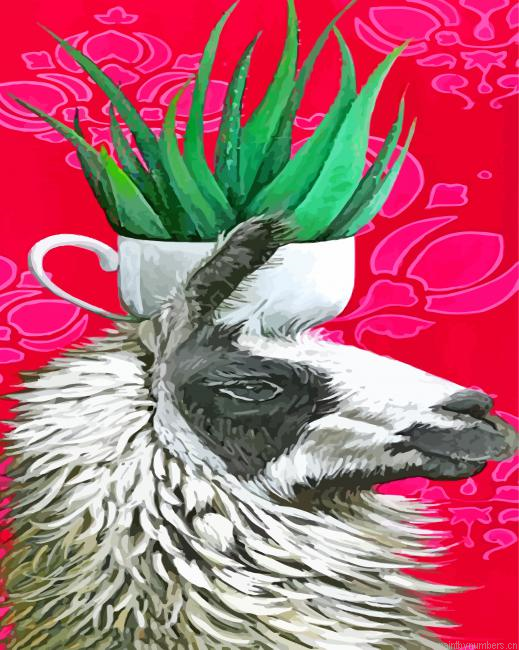 Alpaca And Plant Painting By Numberss.png