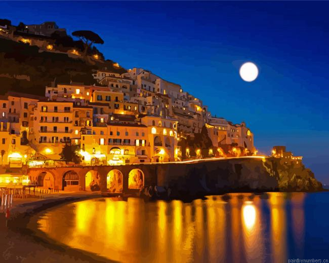 Amalfi Coast At Night Painting By Numberss.png