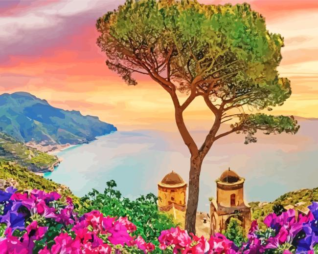 Amalfi Coast At Sunset Painting By Numberss.png