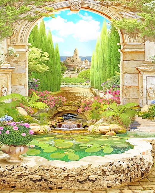 Ancient Castle Garden Painting By Numberss.png