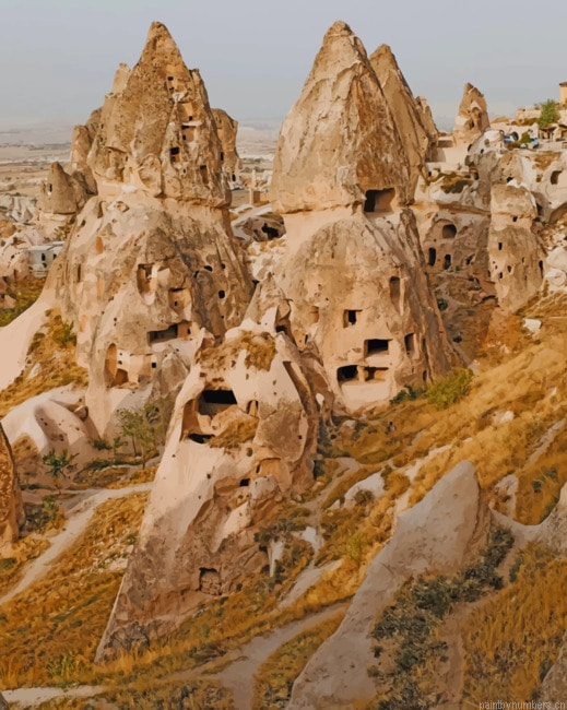 Ancient Caves In Turkey Landscapes Painting By Numberss.png