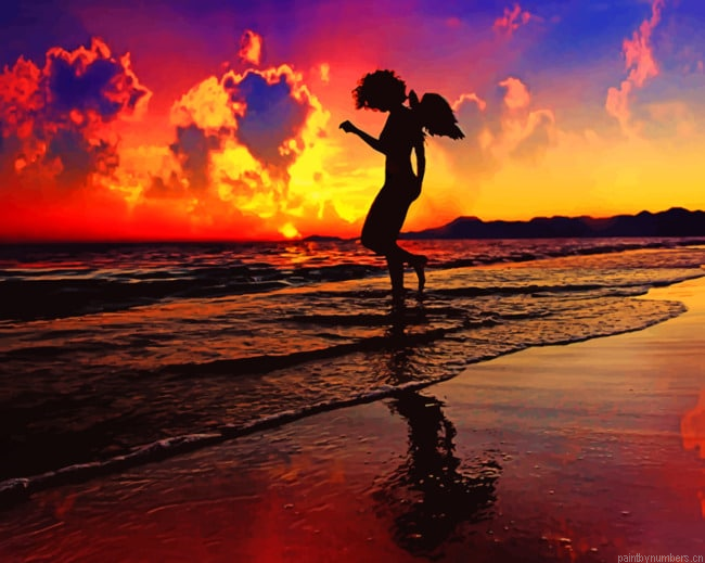 Angels Silhouette At The Beach Painting By Numberss.png