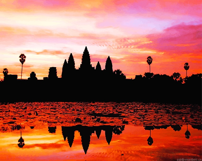 Angkok Wat Sunset Silhouette Painting By Numberss.png