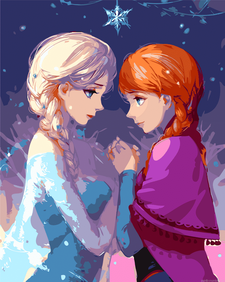Anna And Elsa Cartoon And Animation Painting By Numberss.png