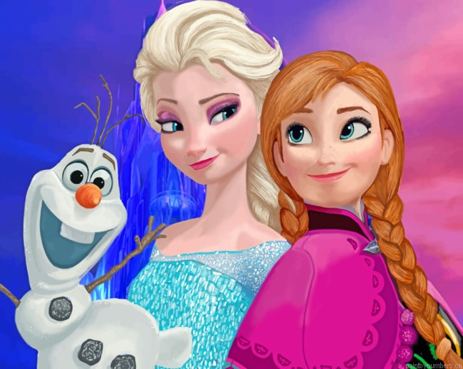 Anna And Elsa With Olaf Animations Painting By Numbers.png