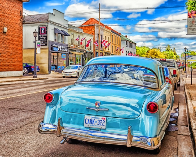 Antique Blue Car Painting By Numberss.png