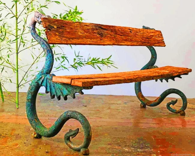 Antique Cast Iron Bench Painting By Numberss.png