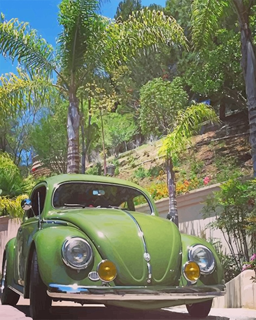 Antique Green Vw Cars Painting By Numbers.png