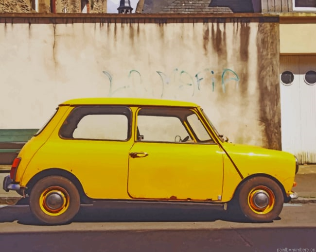 Antique Yellow Fiat Cars Painting By Numberss.png