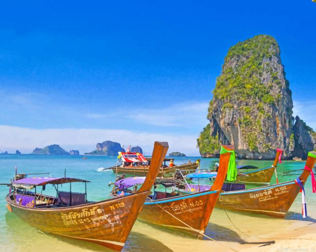 Ao Phra Nang Beach Boats Painting By Numberss.png