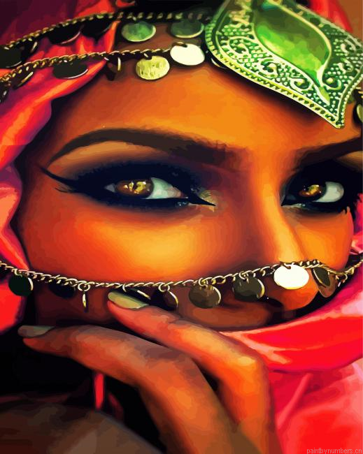Arab Woman With Veil Painting By Numbers.png